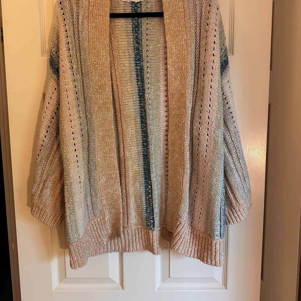 Anthropologie Striped Beige and Blue Women's Sweater